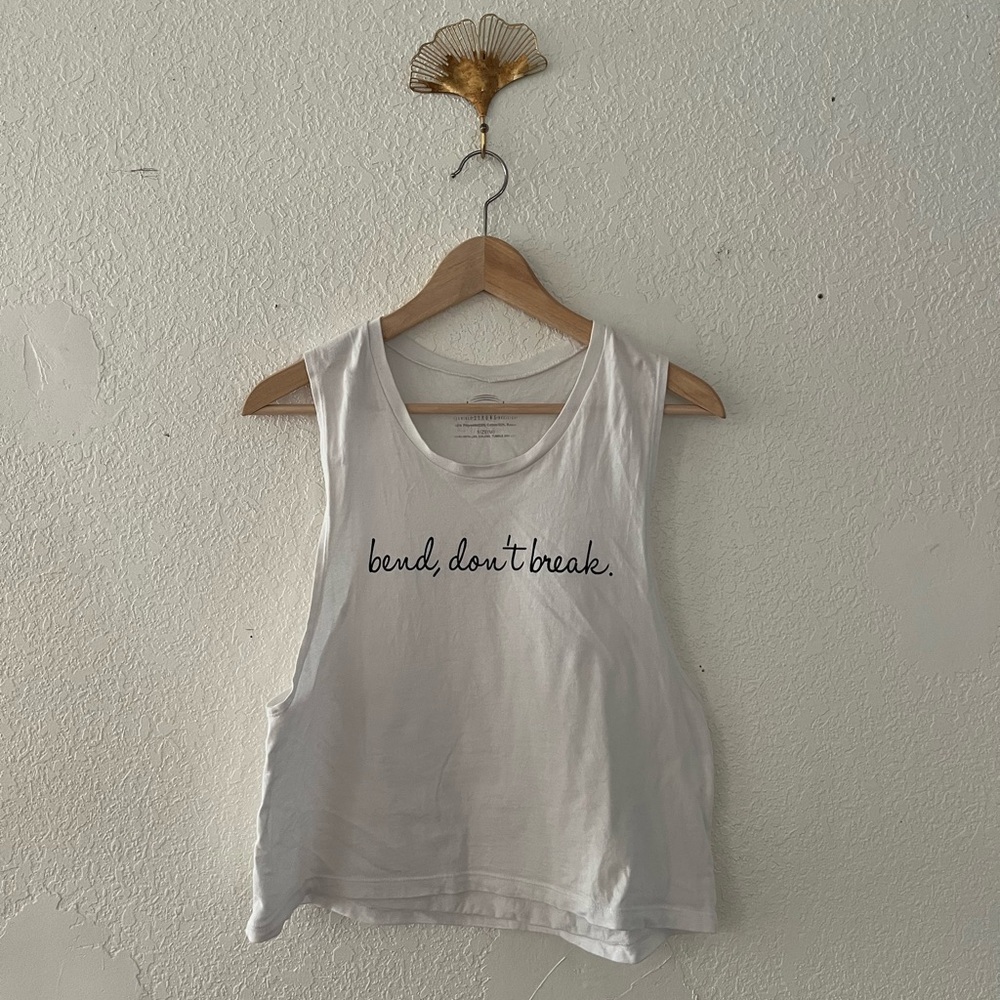 Bend Active Crop White Sleeveless Top with Motivational Print